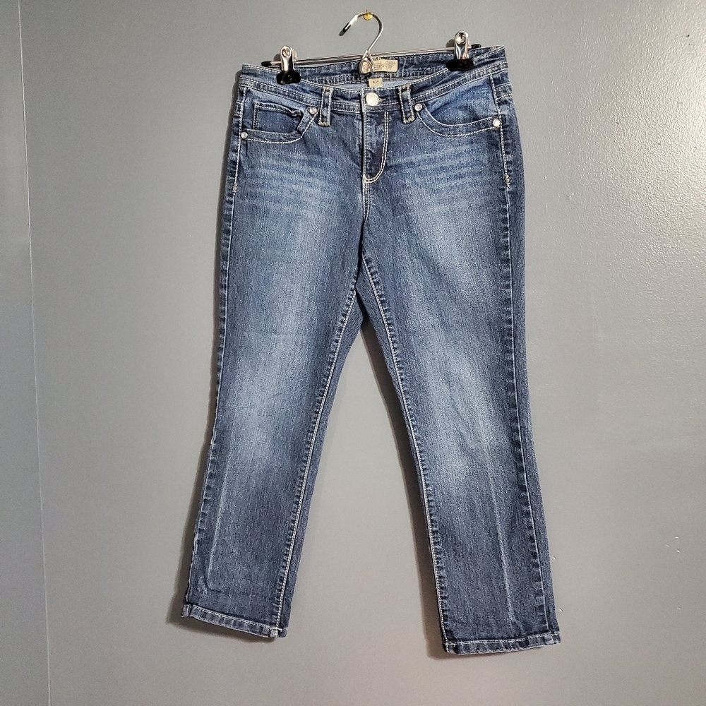 Nine West Vintage America Womens Jeans Skinny Crop Rhinestone Rivets Size 8